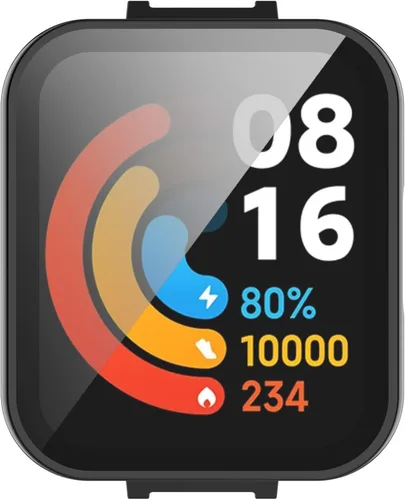 Vista 3 de Paquete de 2 fundas Senter de vidrio templado integrado compatible con Redmi Watch 2 lite, funda protectora de policarbonato duro ultrafina