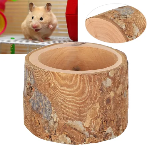 Vista 5 de Gloglow Tazón de alimentación para mascotas para hámsters y chinchillas, construcción de madera de manzano duradera, uso versátil para alimentos