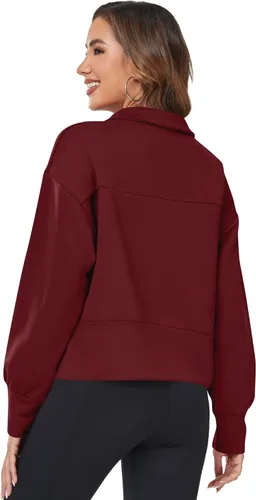 Vista 2 de ANGGREK Sudaderas con media cremallera para mujer, de manga larga, estilo casual, Y2K, ropa de invierno S-XXL