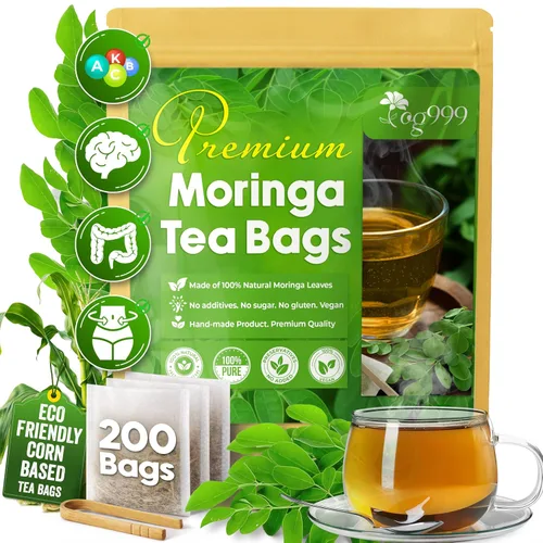 Vista 37 de TOG999, 60 bolsas de té de hoja de moringa premium, 100% natural y puro. Té de hierbas de moringa de hojas sueltas. Sin azúcar, sin cafeína, sin