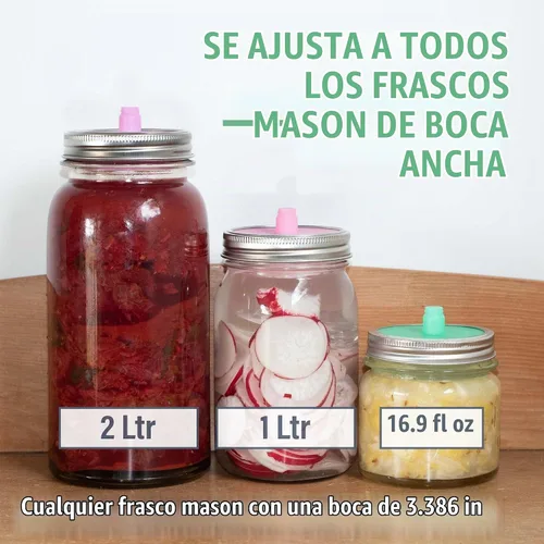 Vista 6 de Pesas de fermentación de vidrio para fermentación Asas de fácil elevación Juego de 4 pesos de pepinillo para frascos de boca ancha
