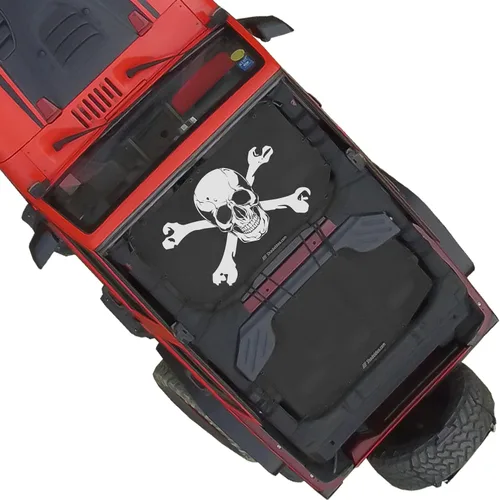 Vista 77 de Shadeidea - Parasol para vehículo Jeep Wrangler JK (2007-2018) de 2 puertas, delantero y trasero, pantalla de malla color negro, cubierta