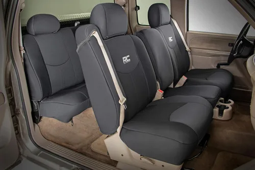 Vista 2 de Cubiertas de asiento de neopreno Rough Country para Chevy Silverado y GMC Sierra 1500 (1999-2006 y Classic) - Impermeables, resistentes a los rayos