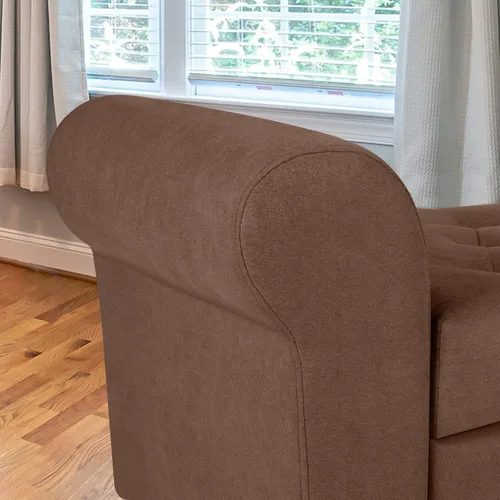 Vista 5 de Polar Aurora Banco de almacenamiento con sofá otomano tapizado con brazo enrollado y patas de madera maciza para dormitorio, extremo de cama