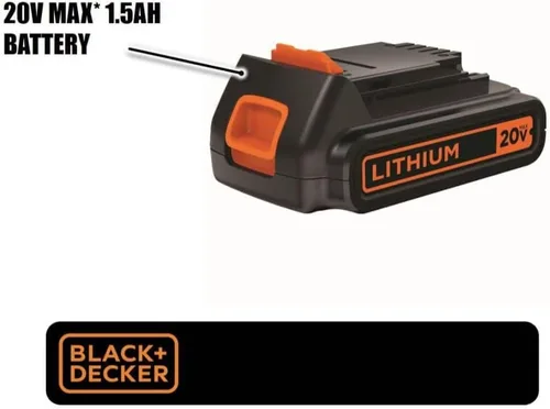 Vista 7 de BLACK+DECKER Batería 20V MAX, Batería de Iones de Litio 1.5Ah, Tiempo de Funcionamiento Extendido, Compatible con Herramientas, Equipo