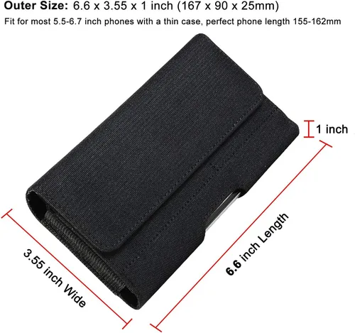 Vista 4 de Funda de nailon con clip para cinturón para Samsung Galaxy S26+ S25 FE S25+ S24 FE S23 FE S21 FE/Plus, A35 A15 A55 A54, iPhone 15 14 13 12 Pro Max