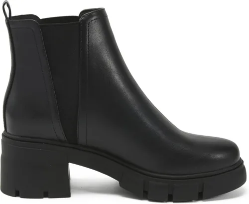Vista 3 de REDTOP Botas Chelsea para mujer con tacón grueso elástico, plataforma con suela de lengüeta