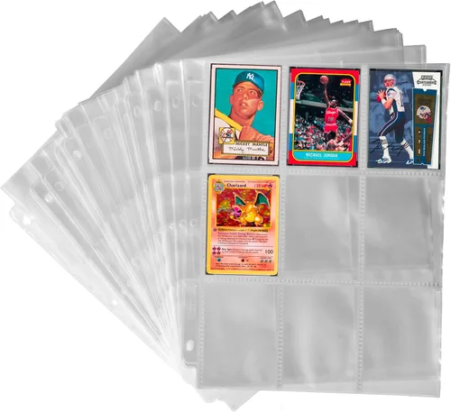 Vista 3 de Samsill Paquete de 40 protectores de páginas de 9 bolsillos, fundas para tarjetas de intercambio, páginas de béisbol para carpeta de 3 anillos
