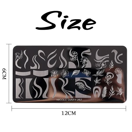 Vista 7 de Plantillas de sello de uñas de graffiti con estampado de leopardo y remolino ondulado francés, herramientas de plantilla de esmalte de gel de acero