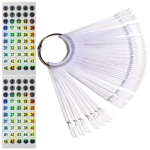 Palitos de muestras de uñas con anillo para exhibición de color de uñas, suministros de arte de uñas, muestras de práctica de uñas (50 unidades,