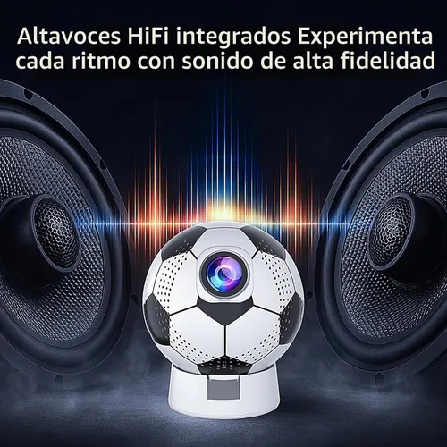 Vista 3 de Proyector con WiFi y Bluetooth, Proyector de películas al aire libre portátil con soporte, Android 11, enfoque electrónico y corrección