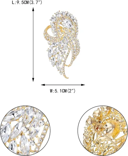 Vista 3 de EVER FAITH Broche de cristal austríaco para boda elegante en forma de lágrima de flores