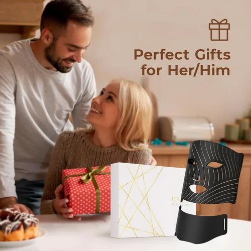 Vista 8 de ONLUKY Red Light Therapy for Face,LED Face Mask Light Therapy with Neck Device,103 3-in-1 Light Beads,Remoter Rechargeable,Timing Function,Infrared