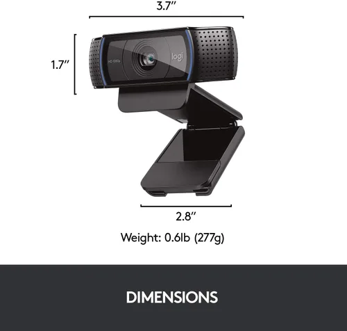 Vista 16 de Cámara web HD Pro C920 Logitech, visualización panorámica 1080P videollamadas y grabación, Negro