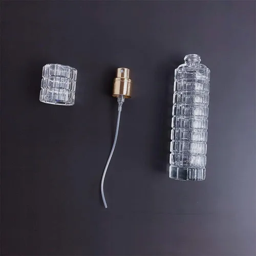 Vista 3 de Enslz Botella vacía de vidrio recargable Perfume atomizador atomizador botella 1 onza, botella de colonia de viaje portátil (dorado)