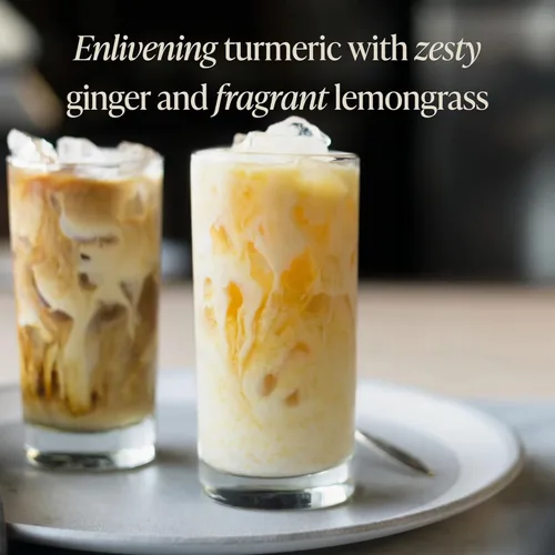 Vista 4 de Rishi Tea Cúrcuma Ginger Chai Latte – Concentrado de té de hierbas orgánicas con jengibre, mezcla de chai caliente o helado, fácil de servir, sin