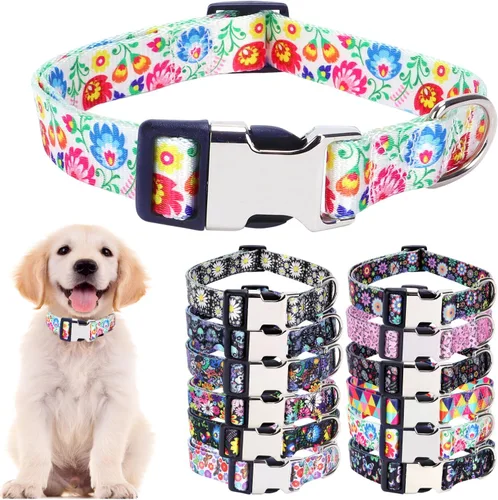Vista 33 de Lindo collar para perros XS, pequeños, medianos y grandes, collar de nailon suave para mascotas, estampado 3D, con patrones multicolores, collares