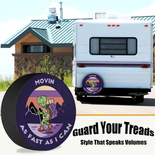 Vista 2 de Cubiertas de neumático de repuesto para remolque de RV, "Movin As Fast As I Can", resistentes al clima y al polvo, universales para remolque, SUV