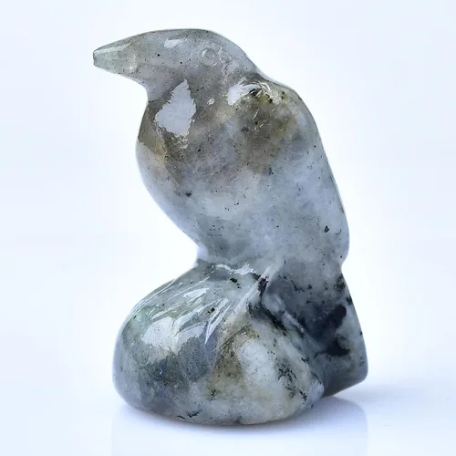 Vista 5 de Flame Stone Crystal Raven Statue 2" Natural Crystal Crow Figurine Healing Stone Raven Halloween Decor Office Home Decor Gift Collect
