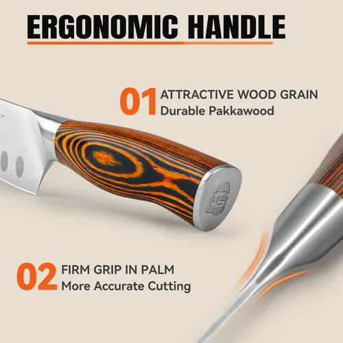 Vista 8 de TUO cuchillo de chef, cuchillo santoku, cuchillo de cocina, cuchillo para uso general, cuchillo para picar, juego de cuchillos