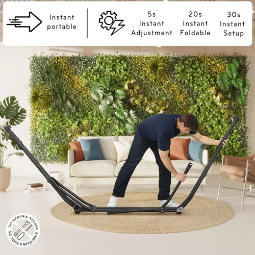 Vista 4 de Tranquillo UniGen Hammock, Hammock with Stand Heavy Duty Indoor/Outdoor Hammock with Signature Steel Stand, 600lbs Premium Foldable, Durable Aegean