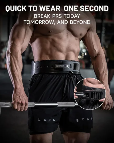 Vista 3 de MANUEKLEAR - Cinturón de palanca cónico para levantamiento de peso, cinturón de palanca de 10 mm con bloqueo rápido para hombres, cinturón