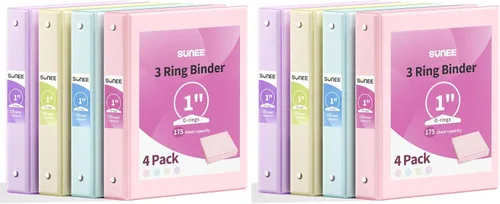 Vista 29 de SUNEE - Archivadores de 1/2 pulgada con 3 argollas, paquete de 4, argollas de media pulgada delgadas con vista transparente, sin PVC