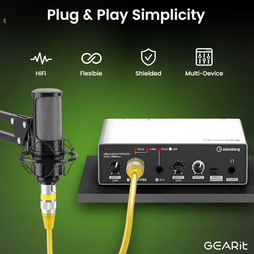 Vista 9 de GEARit XLR - Cable de micrófono macho a hembra (1 pie, paquete de 10) mezclador blindado equilibrado de 3 pines, estudio de grabación, podcast