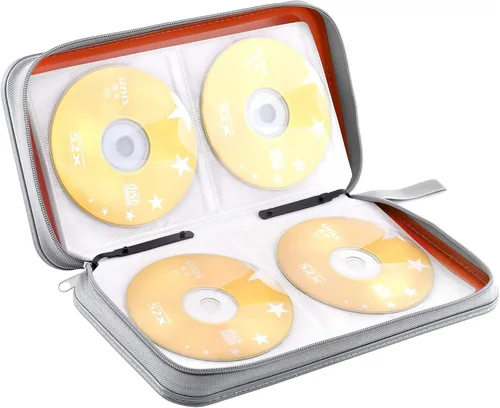 Vista 17 de Caja de CD Billetera, 80 Capacidad DVD VCD Medios Blu-ray Caso Cartera Titular Organizador de Almacenamiento (Plata)