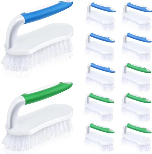 Vista 8 de Lallisa 12 piezas de cepillos para limpieza con mango cómodo de agarrar, resistente, cerdas rígidas, flexibles, cepillos a granel para ducha, baño