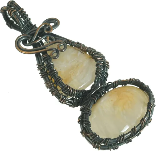 Vista 2 de Natural Gemstone Pendant Necklace - Handmade in India with Pure Copper Wire for Healing and Chakra Balance - 20" Chain
