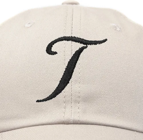 Vista 2 de DALIX Gorra de béisbol con letra T para mujer, con monograma y bordado cursivo Beige