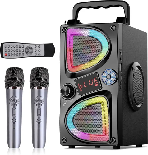 Altavoz Bluetooth, altavoces Bluetooth portátiles inalámbricos de 60 W (pico), luces impulsadas por ritmo, altavoz estéreo para fiesta pequeño con