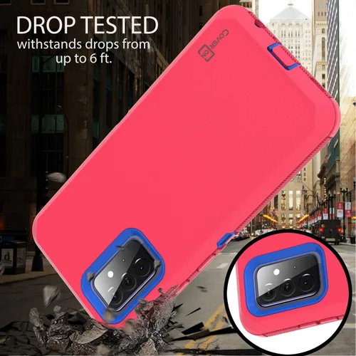 Vista 6 de CoverON Funda resistente diseñada para Samsung Galaxy A52, cubierta de teléfono de grado militar resistente, color rosa intenso