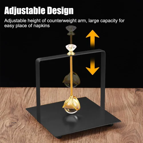 Vista 3 de Napkin Holder, Metal Table Tissue Stand with Handle, Rustic Serviette Holder Black/Gold/Silver for Kitchen, Hotel, Cafe, Bar