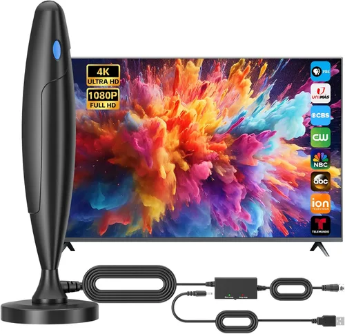 Antena de TV para Smart TV Interior, Antena Digital para Canales Locales, Soporte 4k 1080p con Base Magnética Fuerte, Recepción de Largo Alcance con