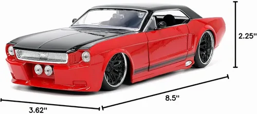 Vista 8 de Jada Big Time Muscle 1:24 1965 Ford Mustang - Auto fundido a presión (rojo/negro)