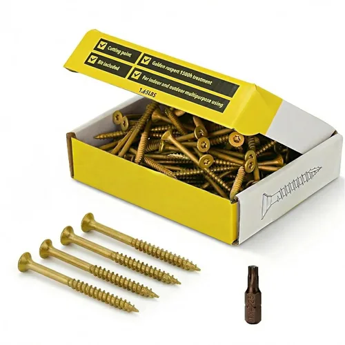 Vista 11 de Tornillos para madera de acero inoxidable #8 x 1 5/8'' de Grindy (paquete de 200/1.1 LBS) – Tornillos autoperforantes para cubierta I Resistentes al