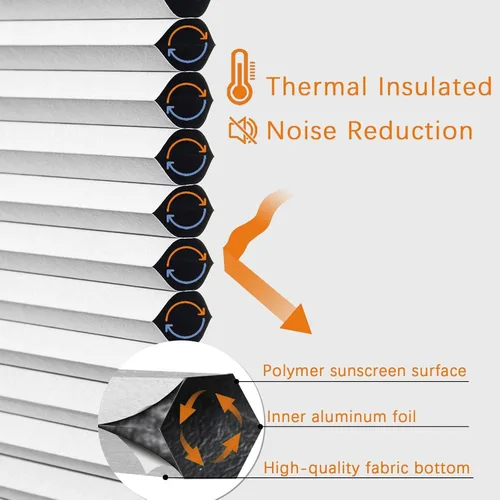 Vista 3 de Persilux Persianas celulares 100 % opacas sin cordones, persianas de panal de abeja, impermeables, con aislamiento térmico, para el hogar, ventanas