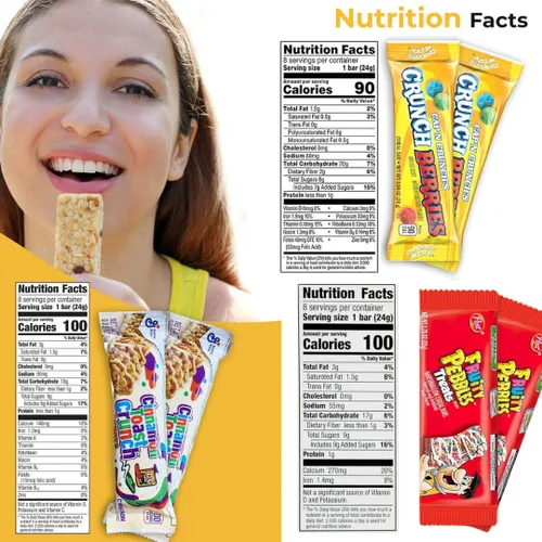 Vista 8 de Paquete variado de barras de cereales, caja de aperitivos de comida para el desayuno, 30 barras de granola envueltas individualmente, amuletos