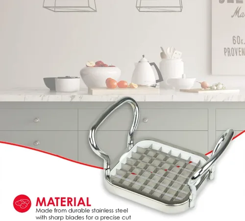 Vista 2 de Cortador de papas fritas de Home Basics, Cortador de papas fritas de acero inoxidable Con mangos de agarre fácil, plateado