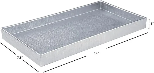 Vista 7 de Home Basics Bandeja de tocador para maquillaje, joyas, perfumes, cosméticos, organizador de baño (horizontal, tejido metálico)