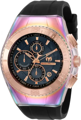 Technomarine TM-115367 Cruise Reloj de cuarzo negro con pantalla analógica para hombre, Oro Rosa, Cronógrafo