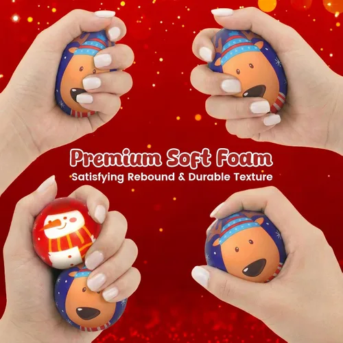 Vista 3 de AMOR PRESENT 16 bolas antiestrés de Navidad para niños, juguetes para apretar, bolas sensoriales antiestrés, juguetes fidget, rellenos