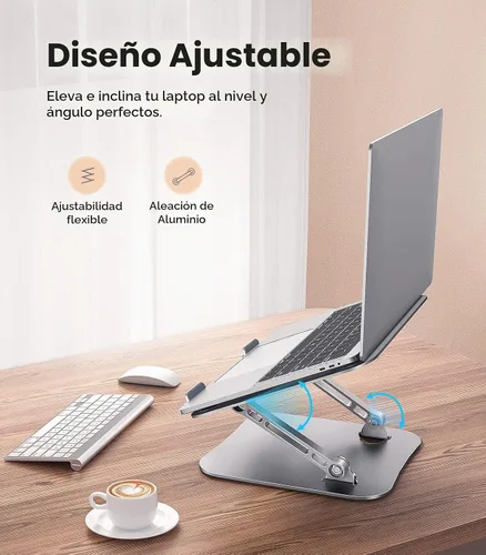 Vista 2 de JOIOT Soporte ajustable de aluminio para portátil, elevador ergonómico para Plateado