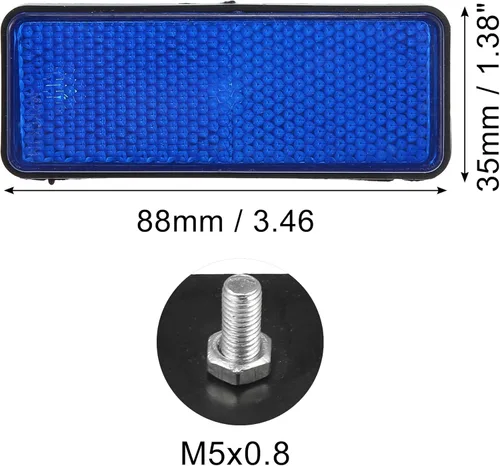 Vista 4 de X AUTOHAUX Reflector universal de forma rectangular para latas de basura de motocicleta, remolque, camión y bicicleta, 4 unidades, color azul