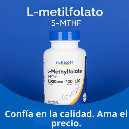 Vista 5 de Nutricost Methylfolato 1000 mcg, 120 cápsulas vegetarianas - Sin gluten, sin OMG