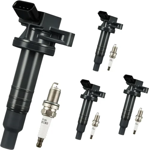 Vista 2 de KAX Juego de 4 bobinas de encendido y bujía de iridio doble para Toyota Corolla 1999-2004 2007-2008, Corolla 2005-2006 1.8L, Matrix 2003-2006 1.8L
