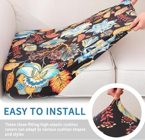 Vista 109 de hyha Fundas de cojín de sofá estampadas, fundas de sofá florales lavables para sofás con 2 cojines, fundas de cojín de patrón elástico para muebles