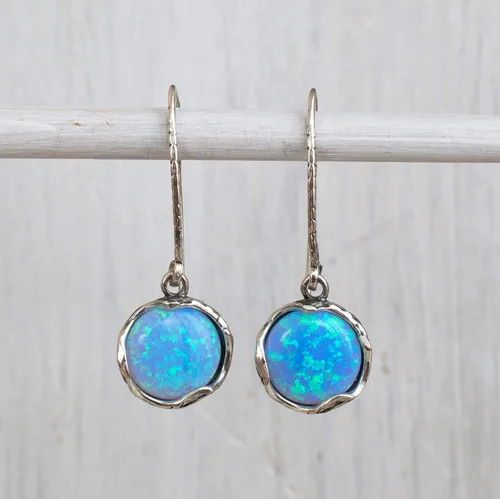 Vista 4 de Aretes de plata de ley 925 con piedras preciosas para mujer, aretes de gota de plata para mujer, aretes formales de plata para mujer, joyería